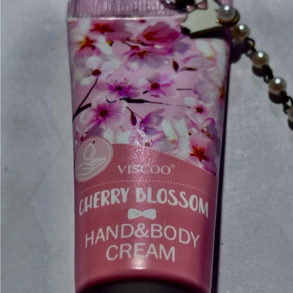 Cherry Blossom Hand & Body Cream with Keychain/ bag charm unique gift